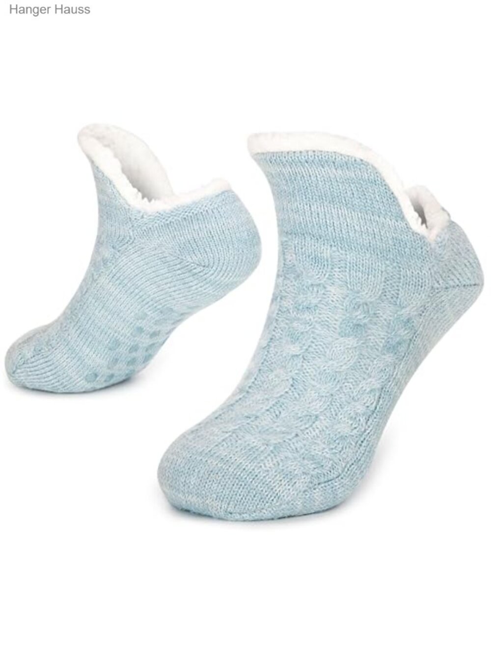 Fluffy Knitted Slipper Socks Warm Lined Non-Slip Cozy Women